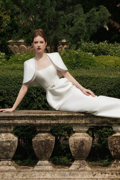 Calista MARCELE Square-neck Maxi Dress with Cape
