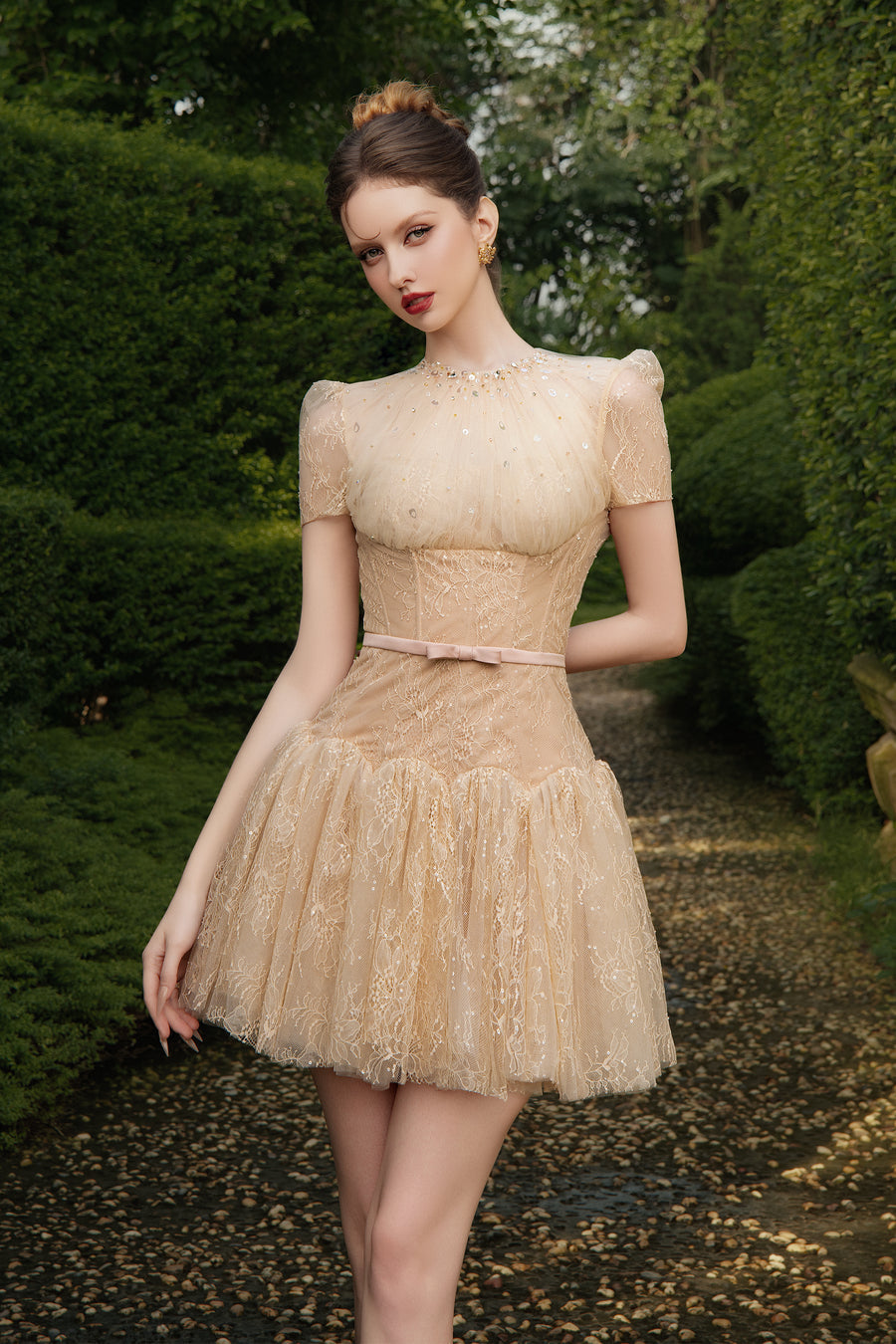 Calista SABINE Lace-detail Tulle Mini Dress