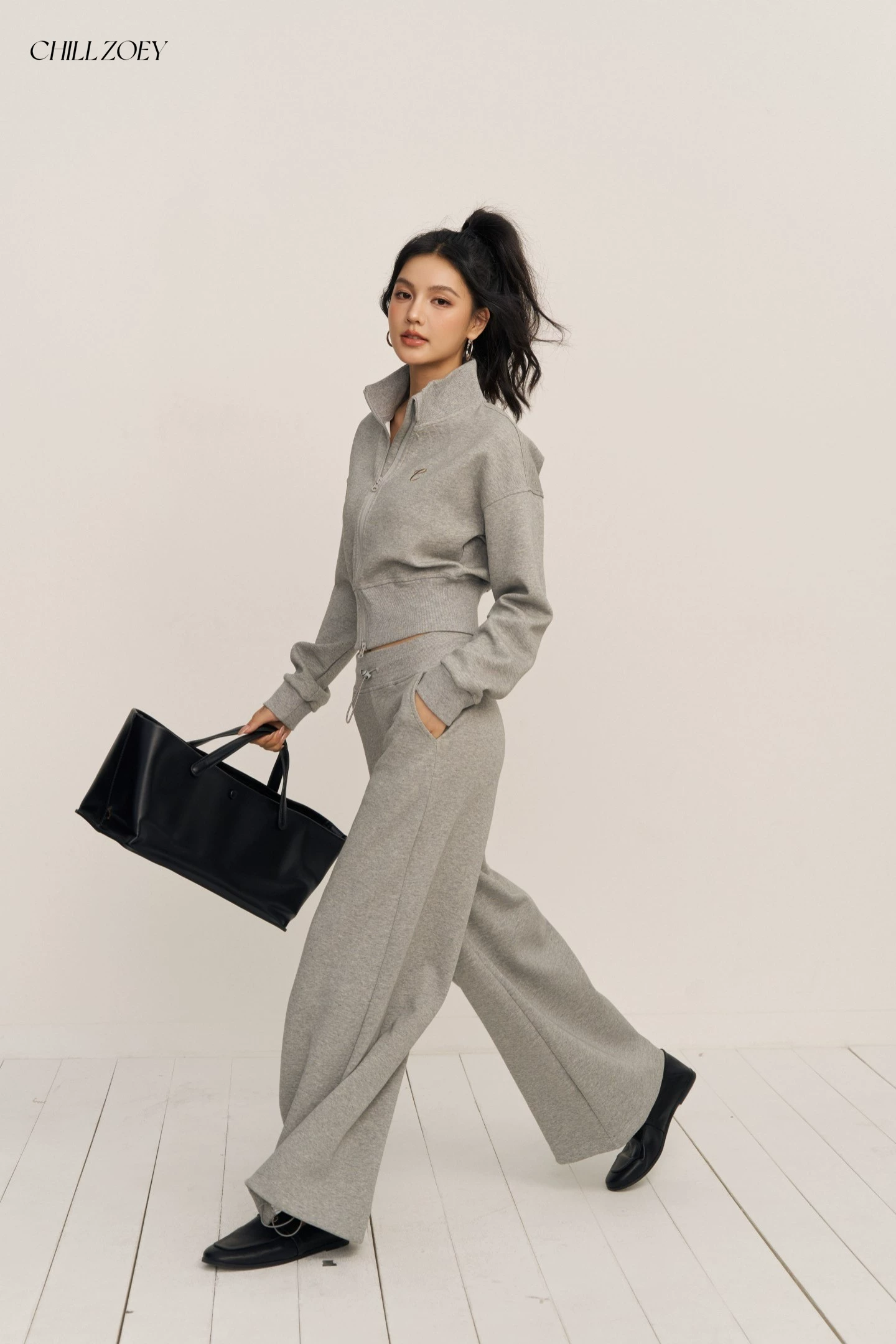 Chill Zoey Sweatshirt &amp; Straight-Leg Pants Set(2color)
