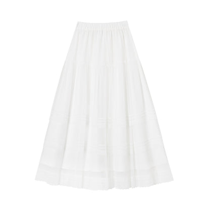 SOMESOWE S2609108 Dreamy white feather flowing cloud gauze skirt