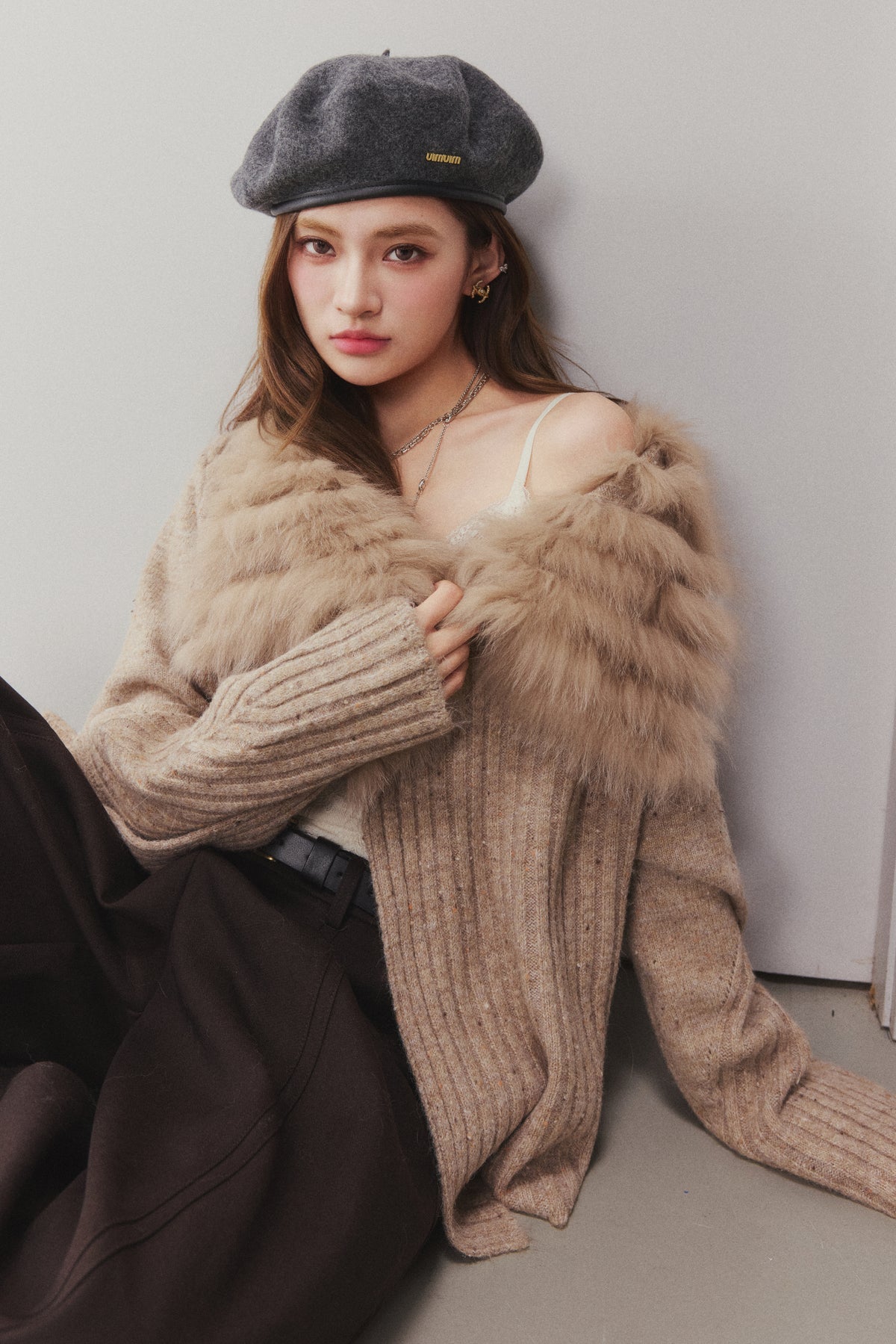 OTEBANBASS Ote260924 Fox Fur Collar Knit Sweater