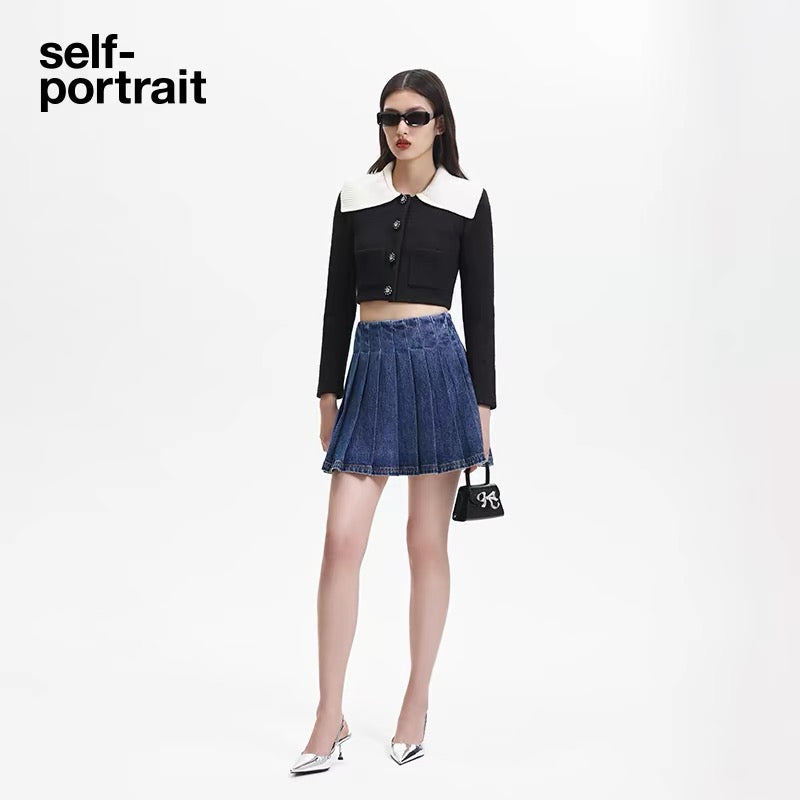 Self-Portrait BLACK CONTRAST TOP