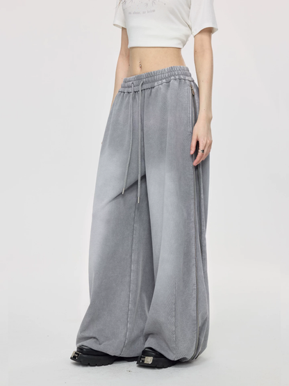 Nova Street Washed Grey Wide Leg Sweatpants