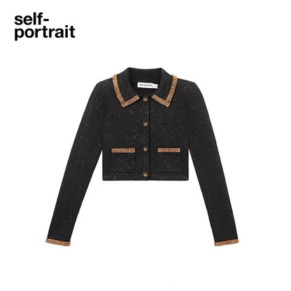 Self-Portrait JEWEL BUTTON KNIT CARDIGAN