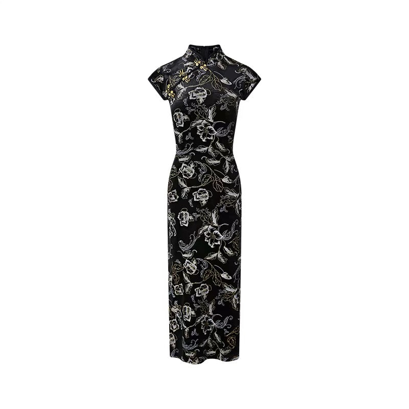 FINDYAWINGS Silver Black Cheongsam(2length)