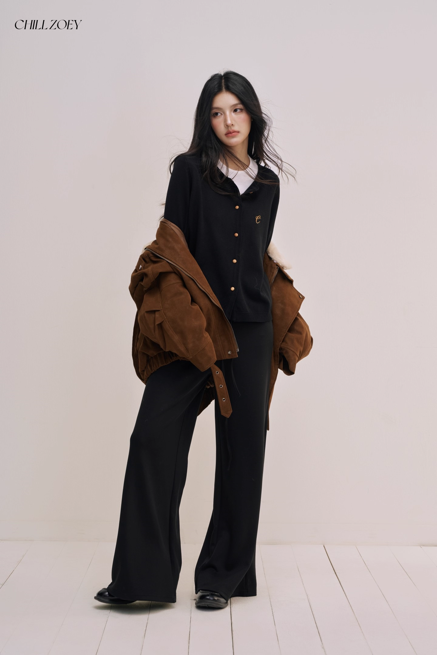 Chill Zoey M690331 Brown-Fur-Collared Jacket