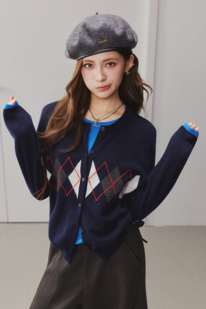 OTEBANBASS Ote260925  Argyle Color-Block Wool Knit Sweater