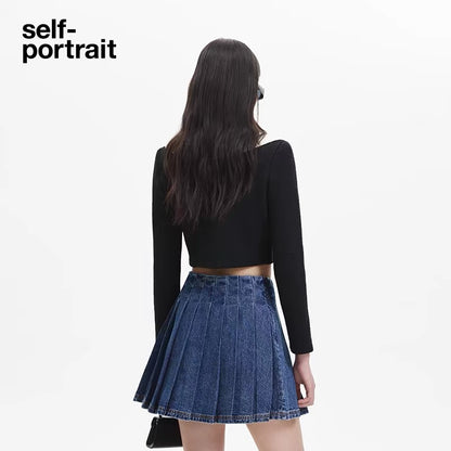 Self-Portrait BLACK CONTRAST TOP