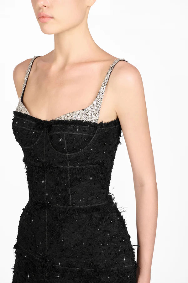 Montsand Black Crystal Beaded Dress