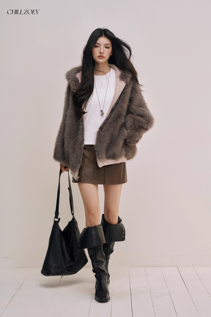 Chill Zoey M690325 Double Side Fur Coat