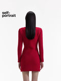 SP RED KNIT BOW ROUND NECK MINI DRESS