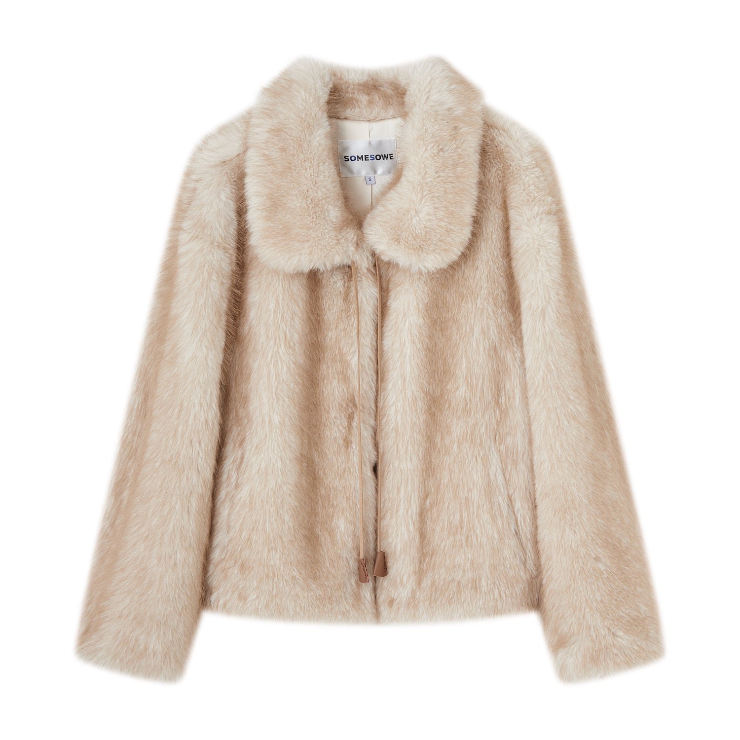 SOMESOWE S2508312 Tie up collar fur coat