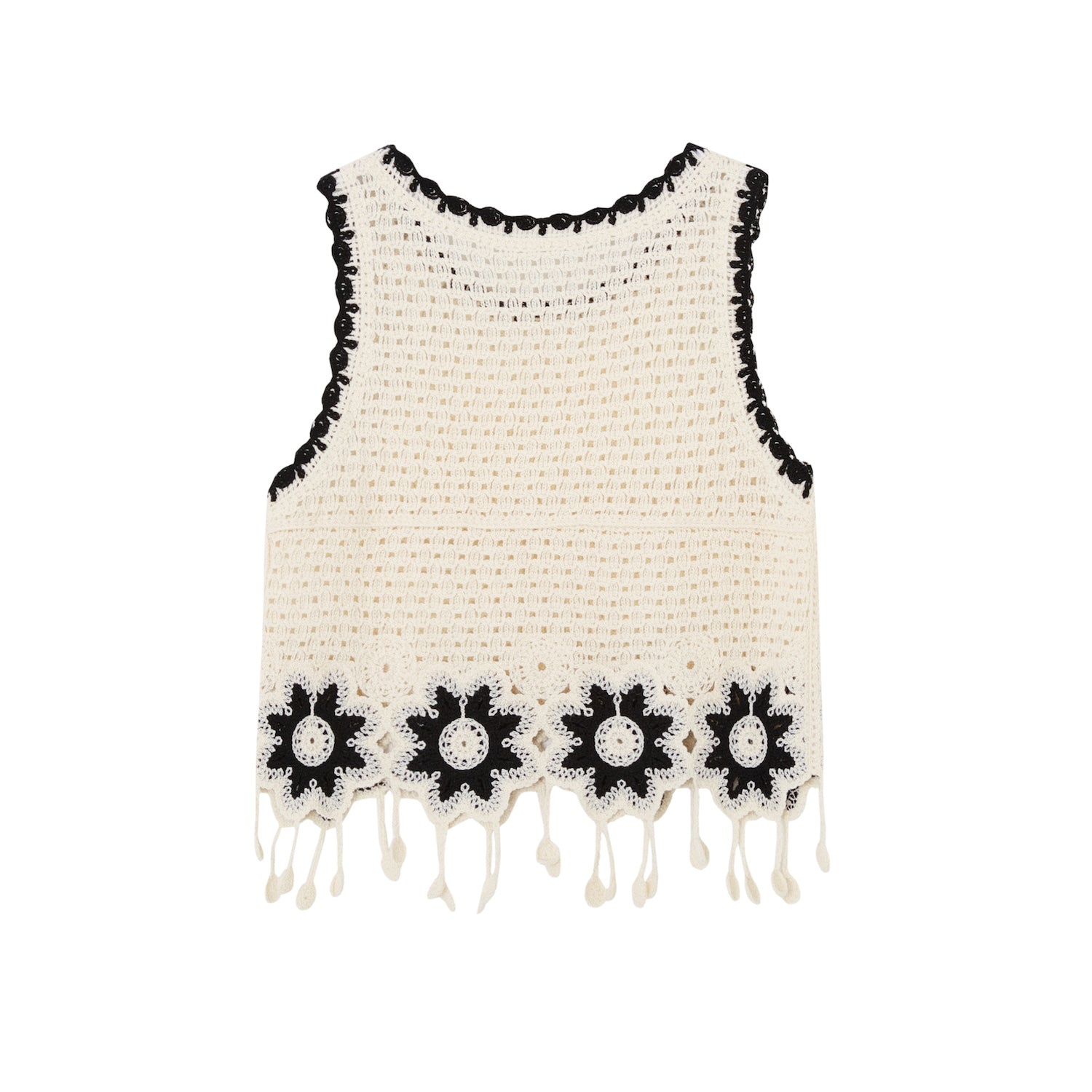 SOMESOWE S2508094 Tassel flower crochet vest