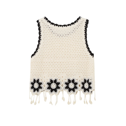 SOMESOWE S2508094 Tassel flower crochet vest