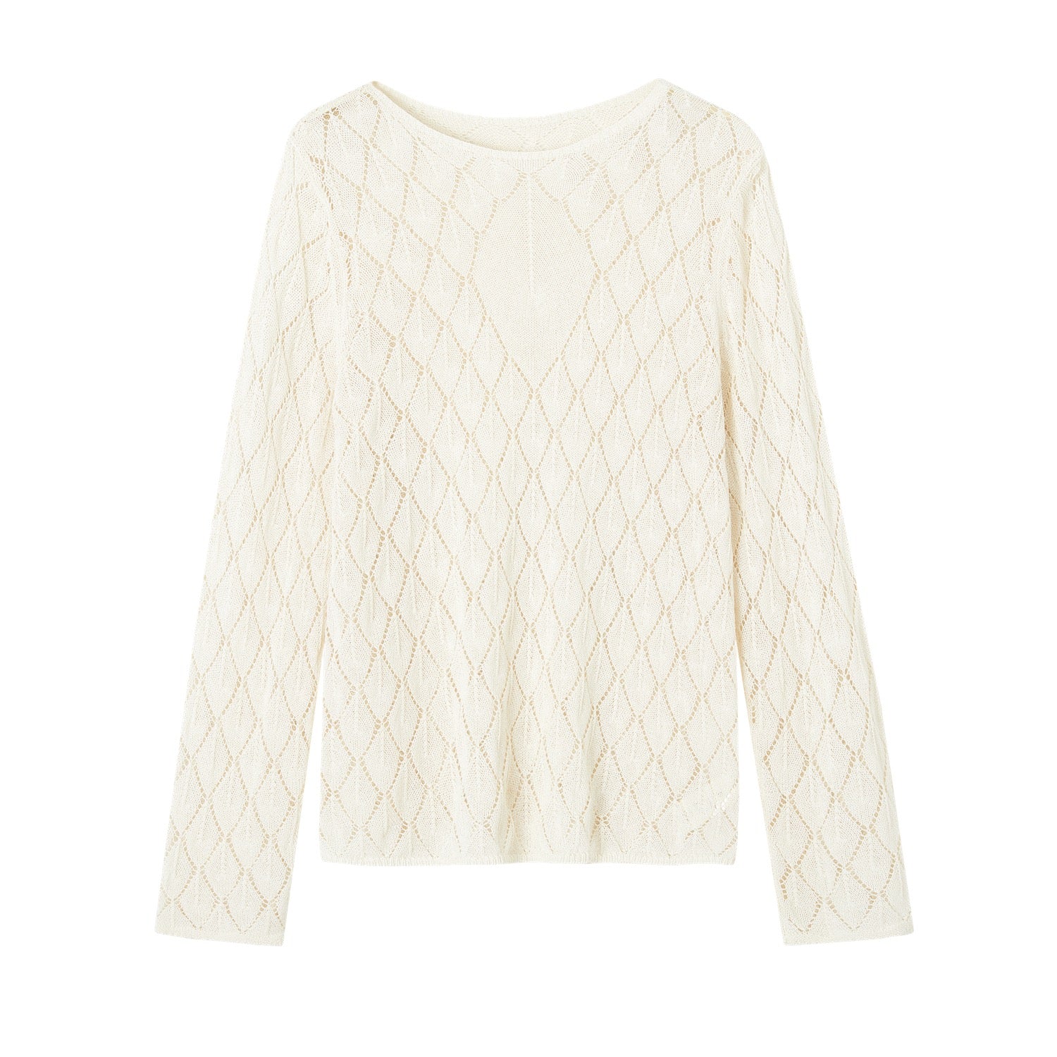 SOMESOWE S2609074 Paper and yarn diamond grid hollow top
