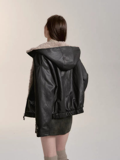 VIA PITTI V24DC121 Contrast Fur Coat(3color)