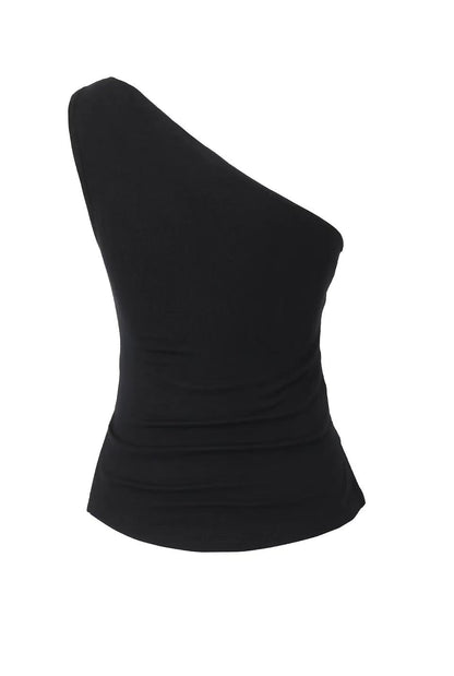 Threetimes One-shoulder drape top (2color)