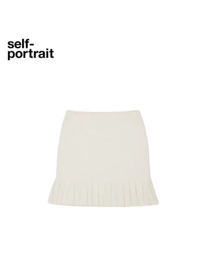 Self-Portrait WHITE BOUCLE MINI SKIRT