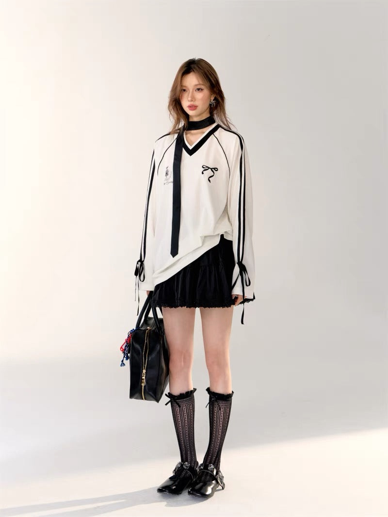 AsGony [Best Seller] 24457Blokette Bow T-shirt (2color)