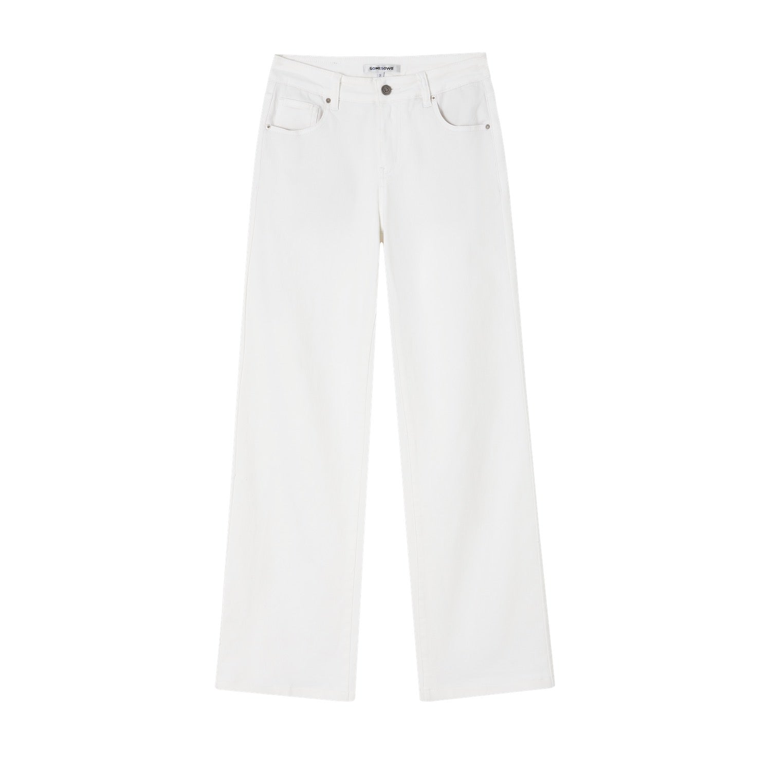 SOMESOWE S2609092 Elastic straight leg white jeans