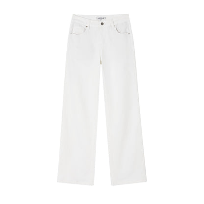 SOMESOWE S2609092 Elastic straight leg white jeans