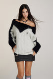 VIA PITTI Contrast Off-shoulder Sweater(3color)