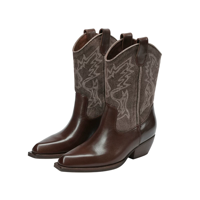 BREADTREE Washed Denim Color-Block Booties(2color)