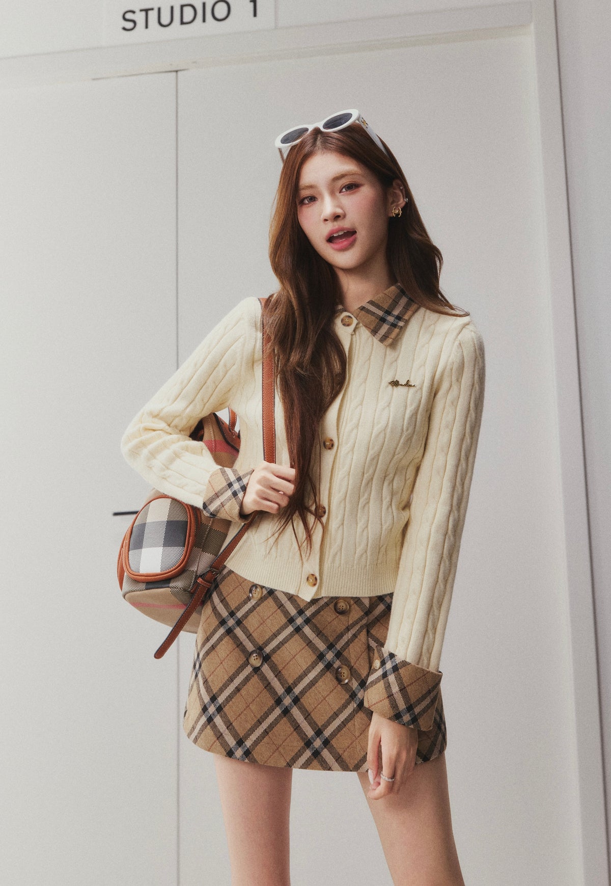 OTEBANBASS Ote260926 Double-Breasted Plaid Wool Skirt