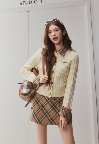 OTEBANBASS Ote260926 Double-Breasted Plaid Wool Skirt