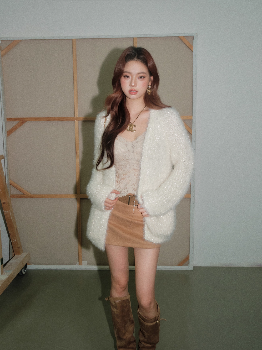 OLIVIA DUO DSY25386 Shimmering Bouclé Cardigan