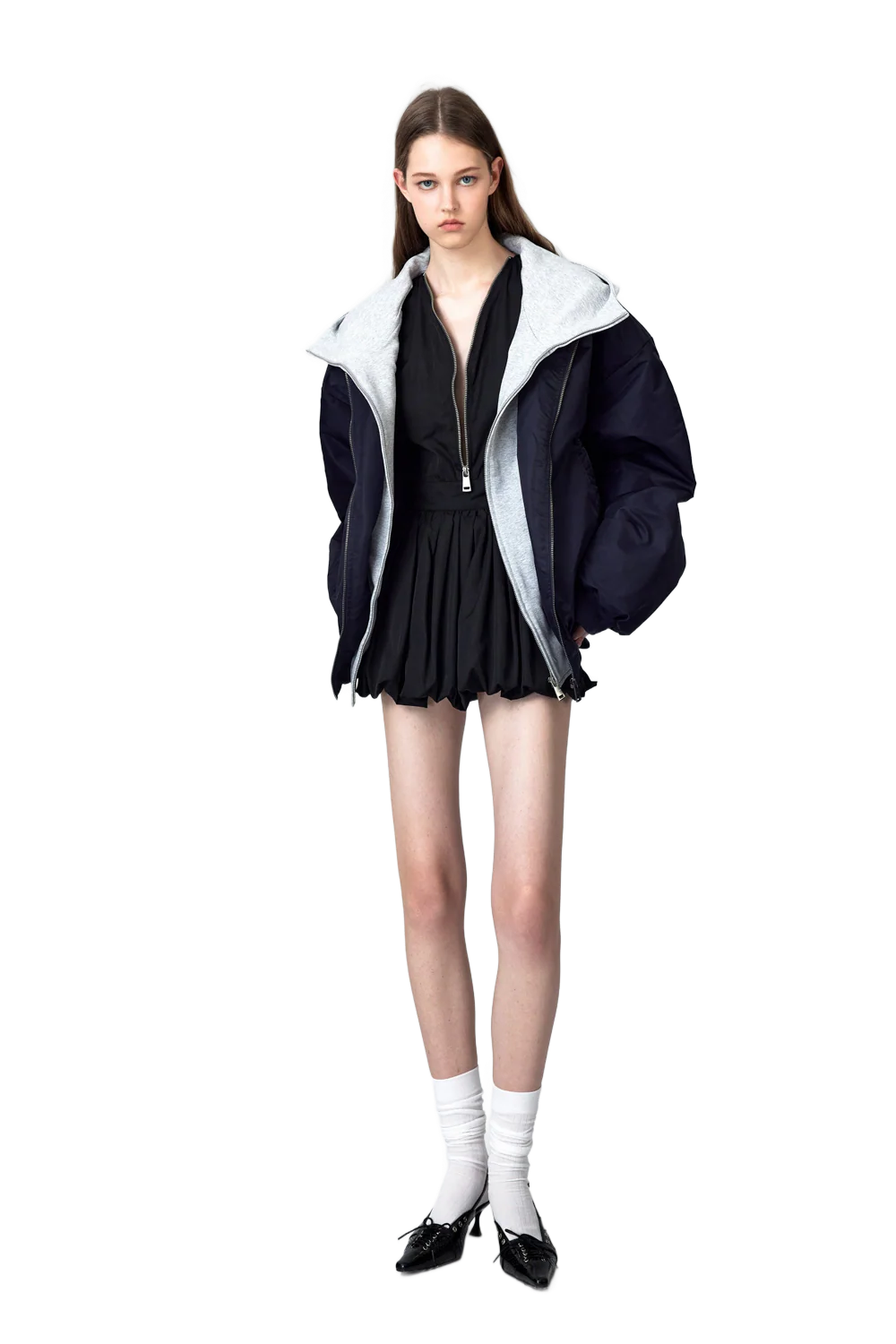 YJ1NGZYZJ  Oversized Bomber Jacket In Blue