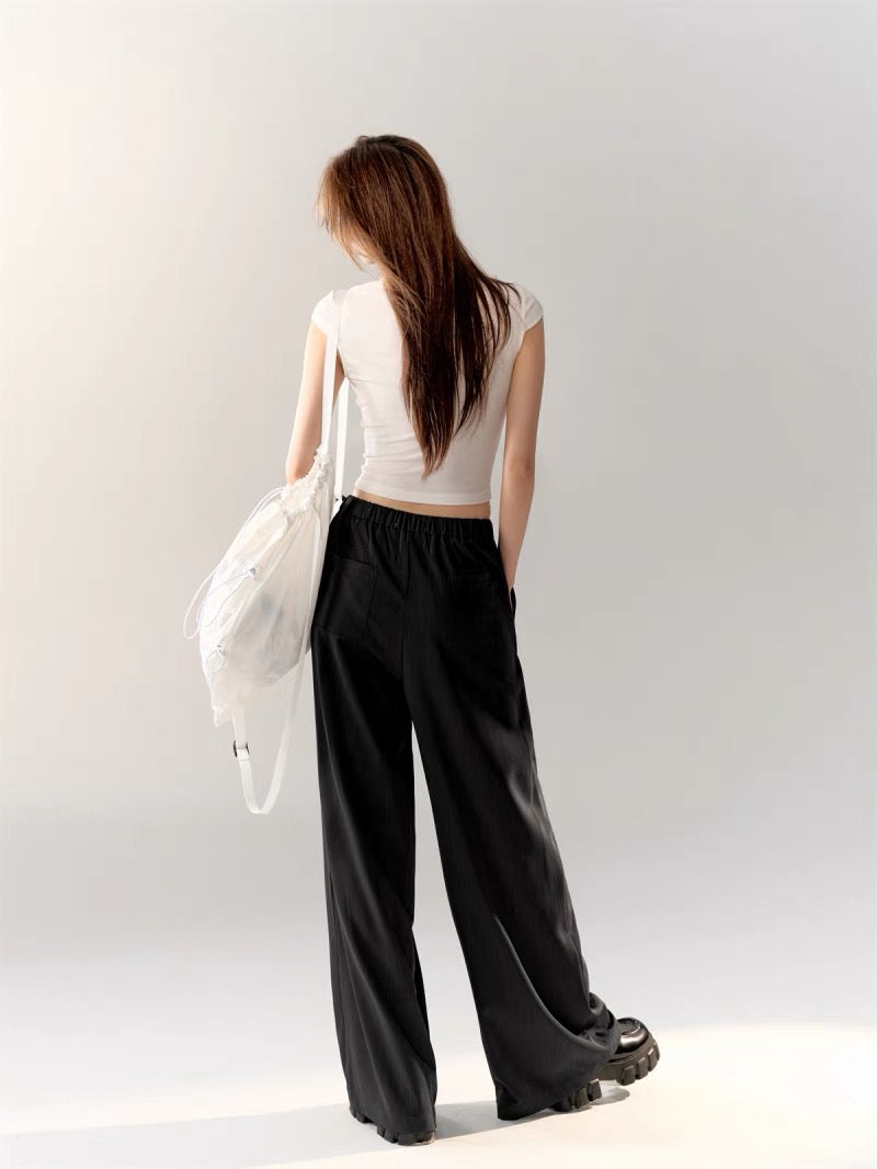 AsGony STRIPE LOOSE TROUSERS (2color)