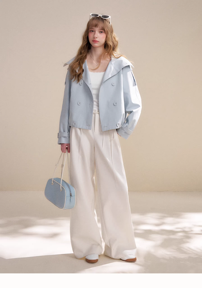 Kroche KZQ2021 Double breasted short windbreaker jacket