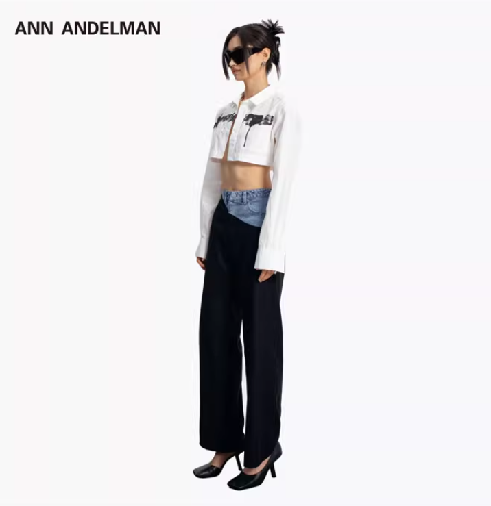 ANN ANDELMAN Contrast Black Jeans