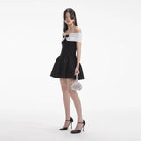 Self-Portrait Black Knit Bow Mini Dress