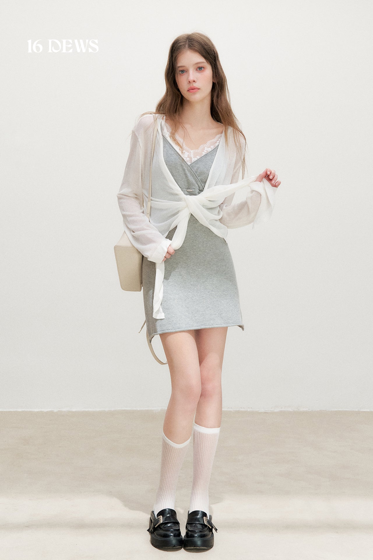 16DEWS 16D26341 Lightweight Layering Sheer Knit Cardigan