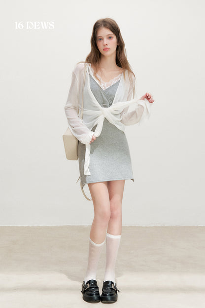 16DEWS 16D26341 Lightweight Layering Sheer Knit Cardigan