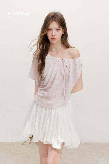 16DEWS 16D26371 Lyocell Asymmetric Faux Two-Piece Top