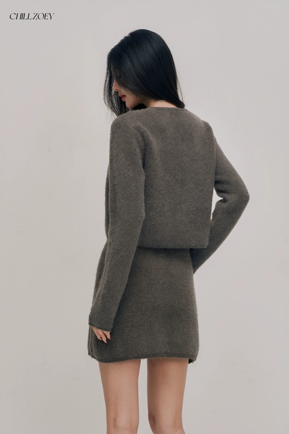 Chill Zoey Dark Grey Soft Knit Two-Piece Set(SEPERATE)