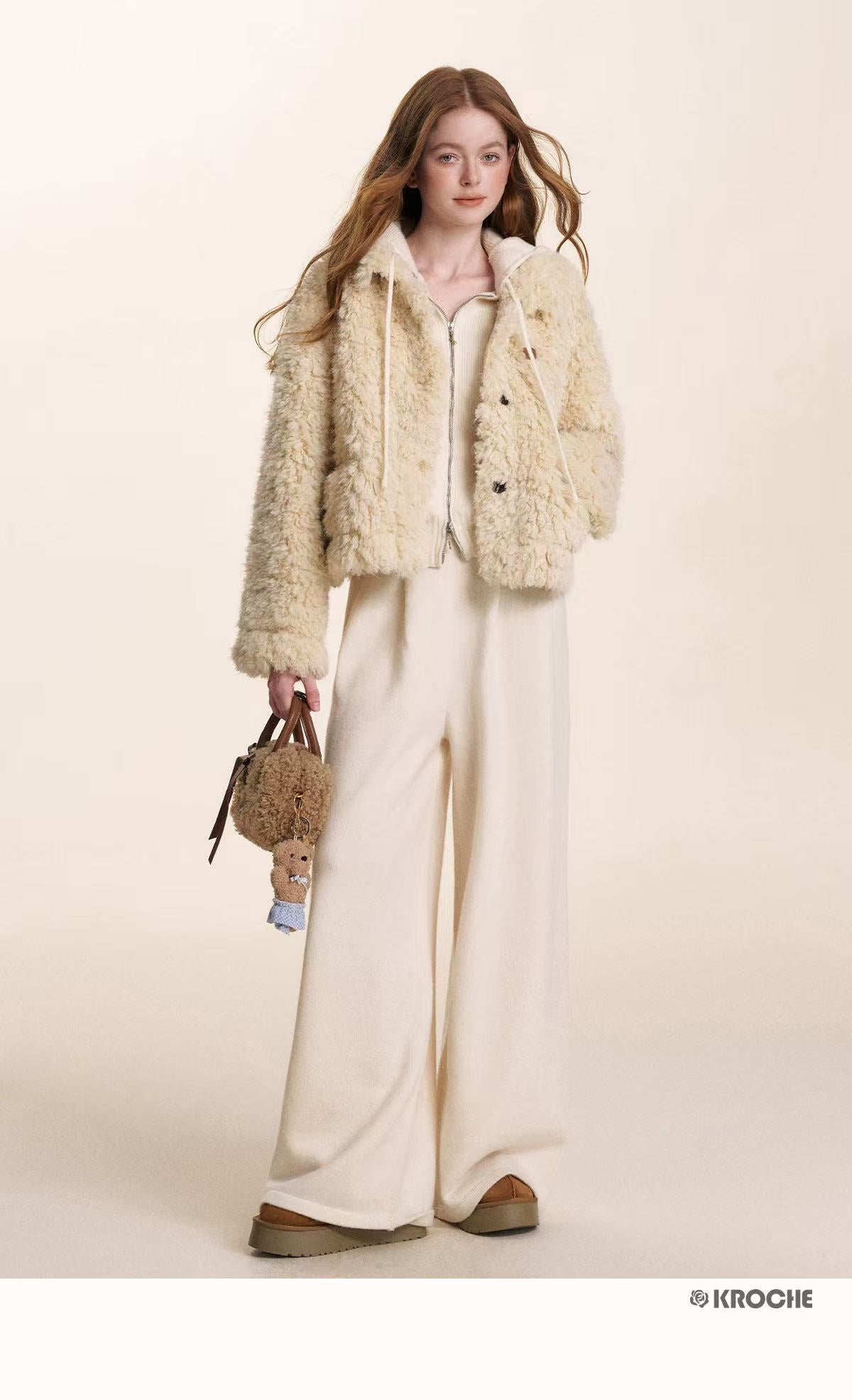 Kroche Embroidered knitted coat + pants set