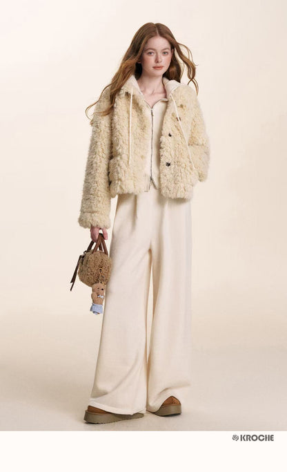 Kroche Embroidered knitted coat + pants set