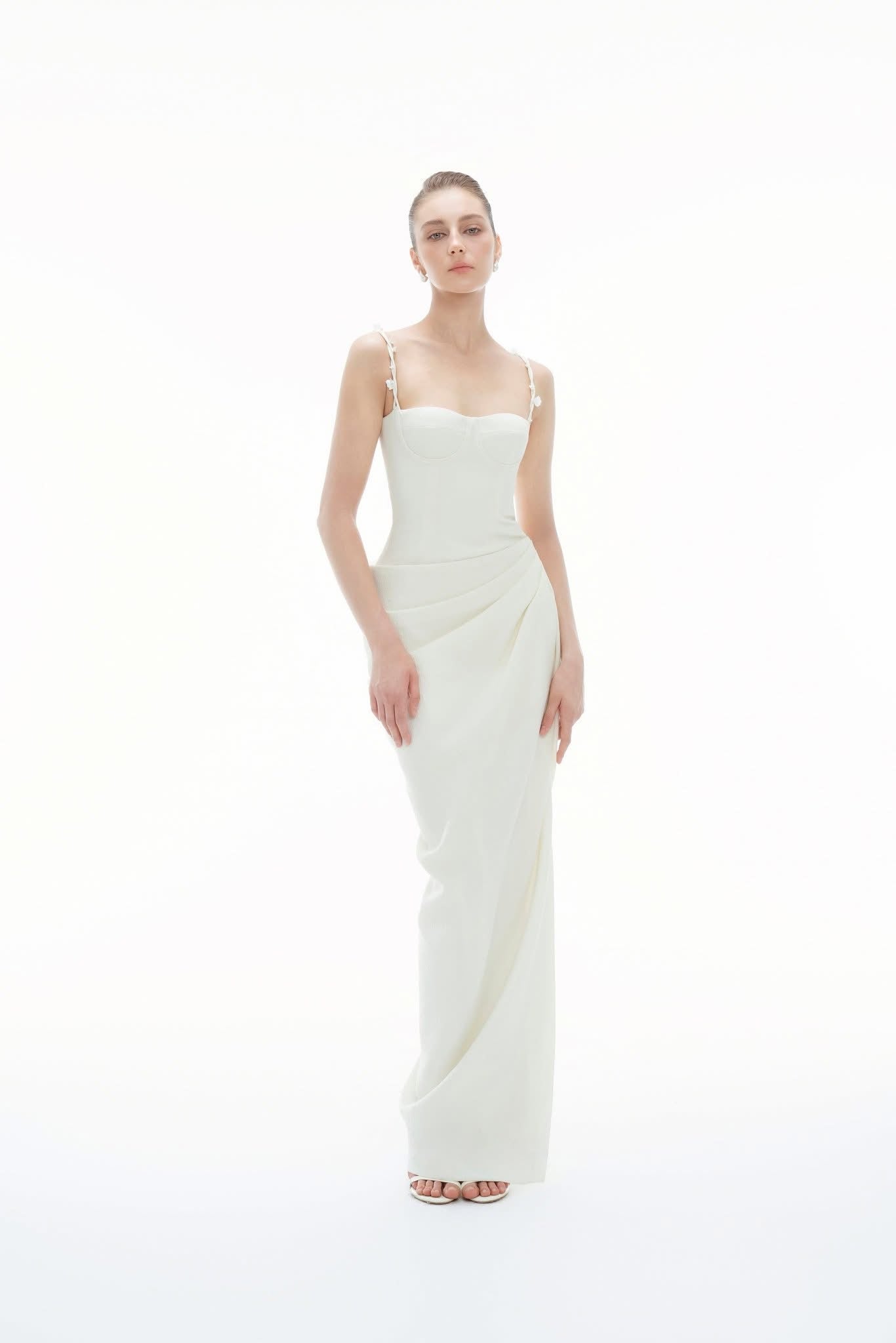 BYDENIO Magnolia Side Slit Drapped Midi Dress
