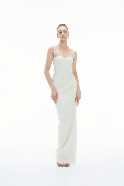 BYDENIO Magnolia Side Slit Drapped Midi Dress