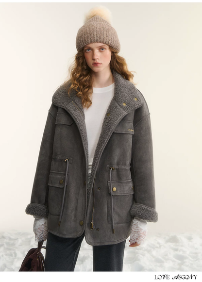 AsGony ASG25528 Reversible Thick Biker Jacket（2color)