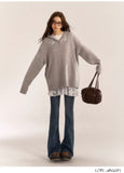 AsGony ASG24554/ASG24553 Grey Sweater & Lace Dress