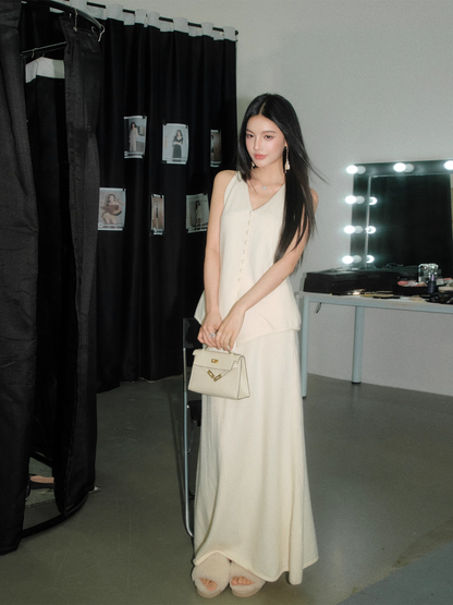 OLIVIA DUO DKS25344 Pearl-Buttoned Knit Coordinated Set