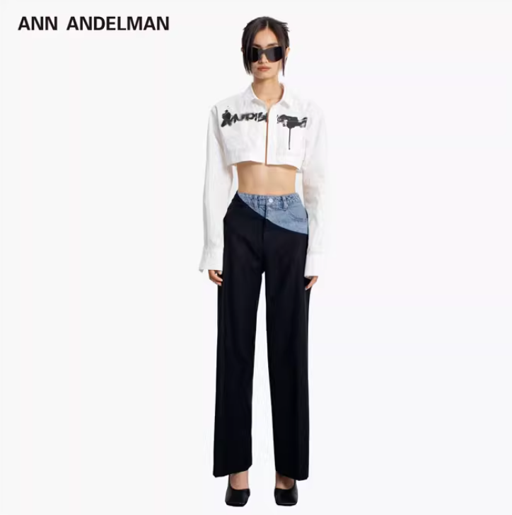 ANN ANDELMAN Contrast Black Jeans