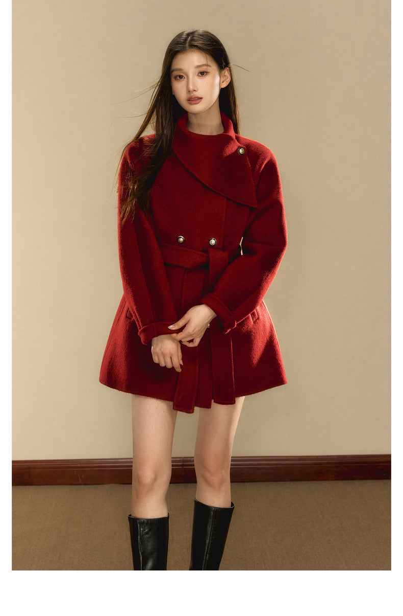 OShea 4D01D1036 Lapel Midi Coat-red