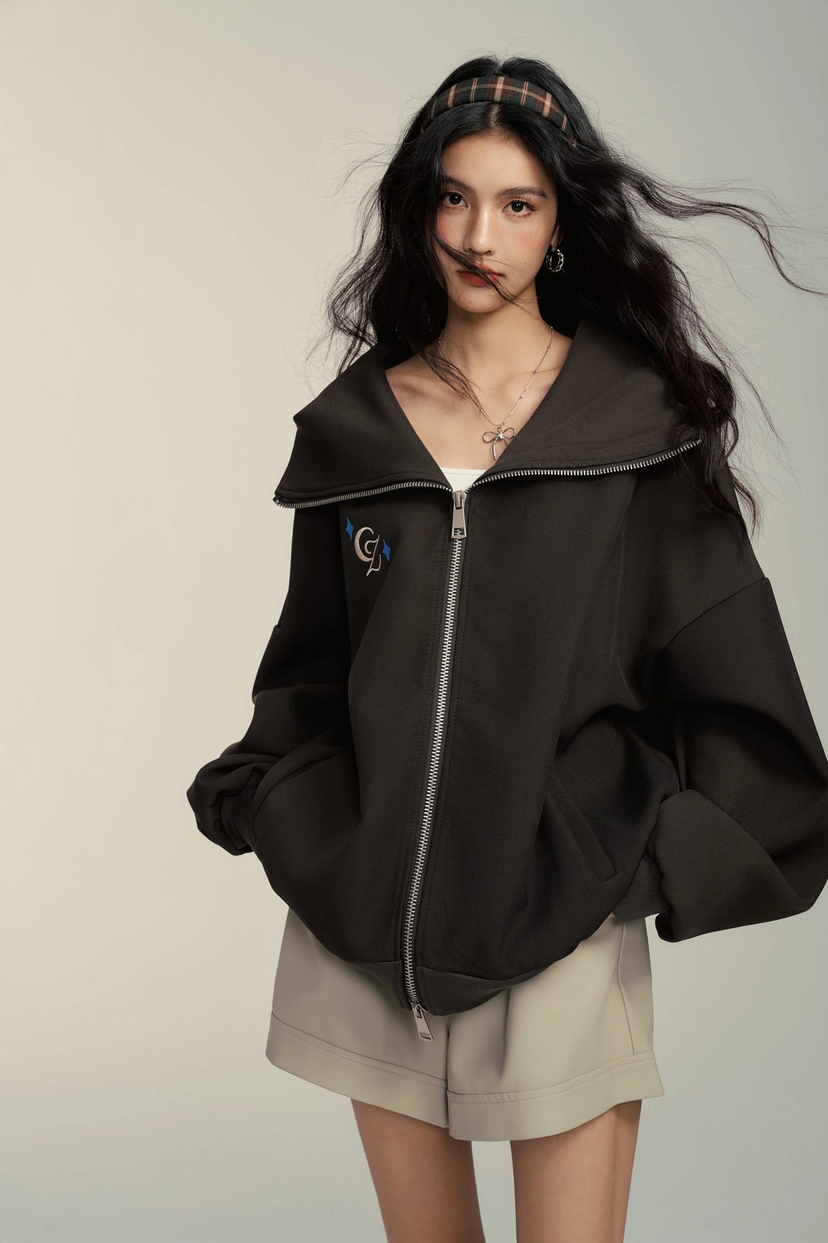 Chill Zoey Brown Zip-Up Hoodie Jacket