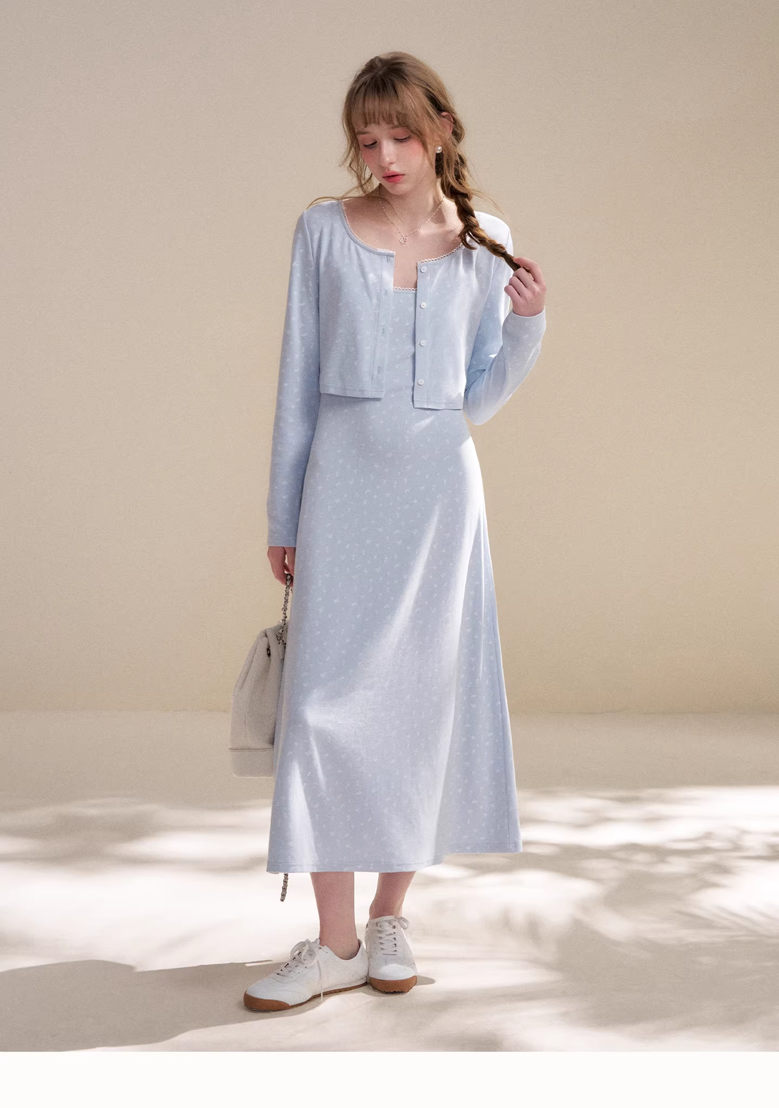 Kroche KZY2069&amp;KZY2070 Lace patchwork knit sweater + dress